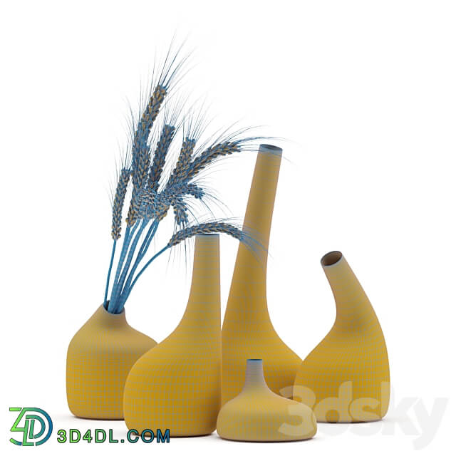 Decorative Glass Vase Wheat 3D Models