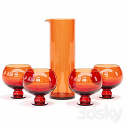 HKliving Funky Orange Glassware Set 3D Models 