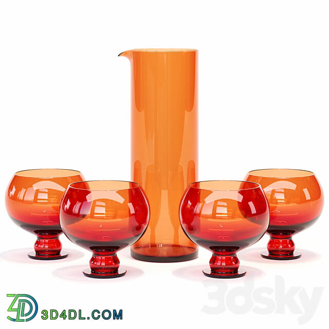 HKliving Funky Orange Glassware Set 3D Models