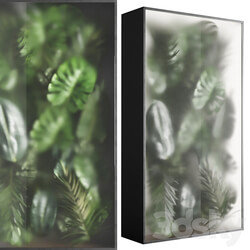 light box with tropical leaf garden in frame glass Smoked 01 Fitowall 3D Models 