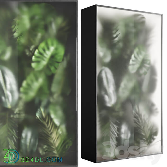 light box with tropical leaf garden in frame glass Smoked 01 Fitowall 3D Models