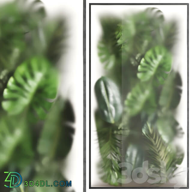 light box with tropical leaf garden in frame glass Smoked 01 Fitowall 3D Models