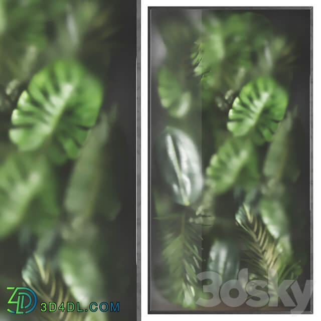 light box with tropical leaf garden in frame glass Smoked 01 Fitowall 3D Models