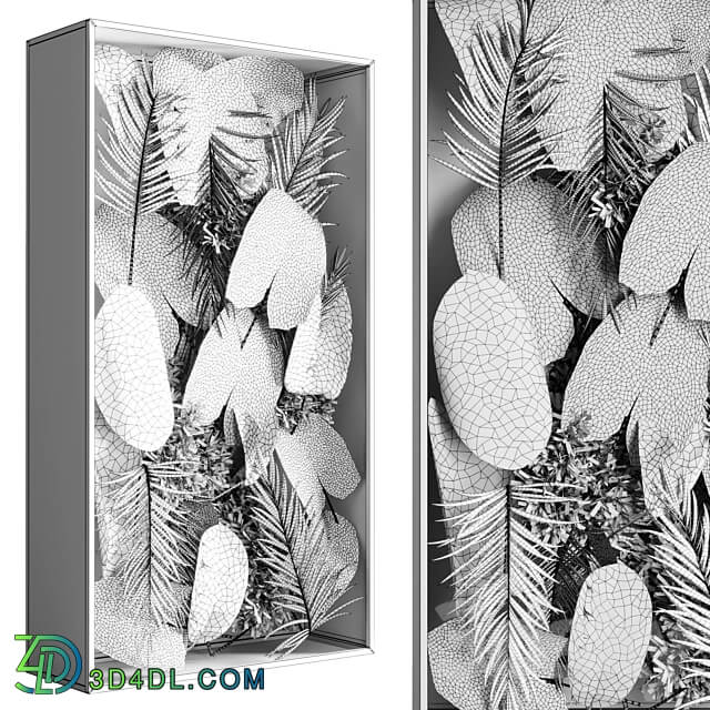 light box with tropical leaf garden in frame glass Smoked 01 Fitowall 3D Models
