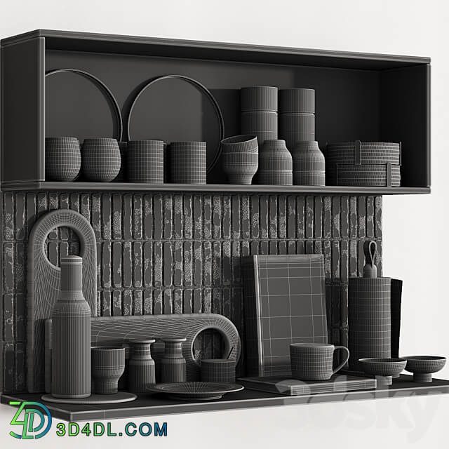 163 kitchen decor set accessories 06 scandi nordic menu 01 3D Models