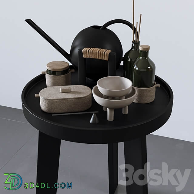 Set with basket bathrobe and bathroom accessories 3D Models