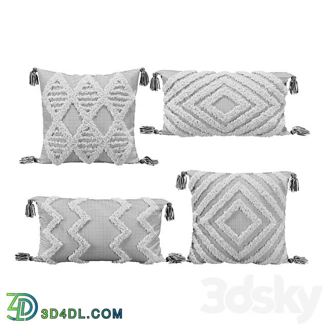 Pillows with fur geometric patterns 3D Models
