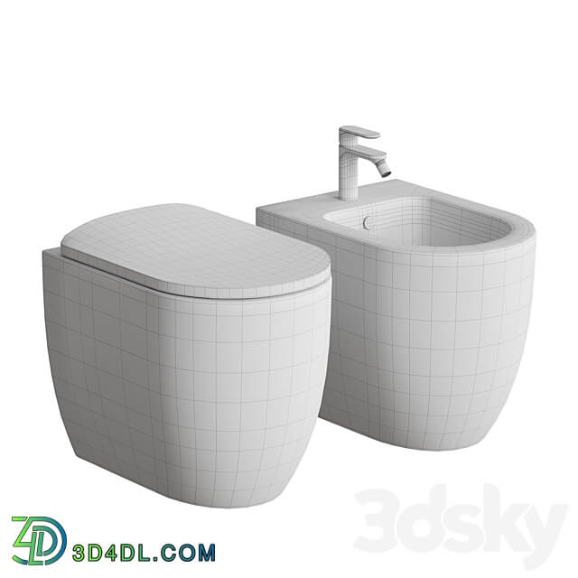 Floor Standing Toilet and bidet Artceram MONET 3D Models