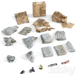 Newspaper wrappers and bag 3D Models 