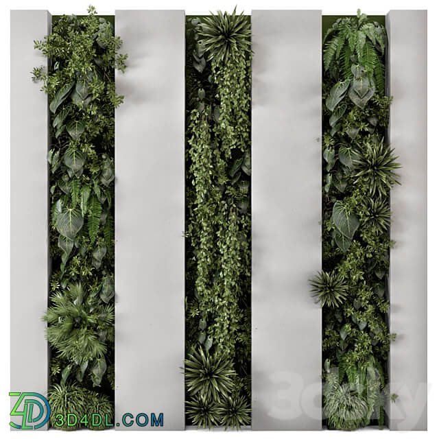 Indoor Wall Vertical Garden in Concrete Base Set 930 Fitowall 3D Models