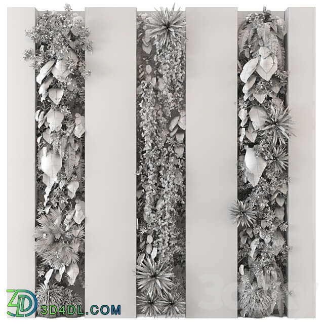 Indoor Wall Vertical Garden in Concrete Base Set 930 Fitowall 3D Models