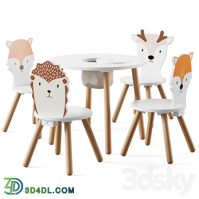 Dandelion Toddler Table Animal Toddler Chair by Great little Table Chair 3D Models