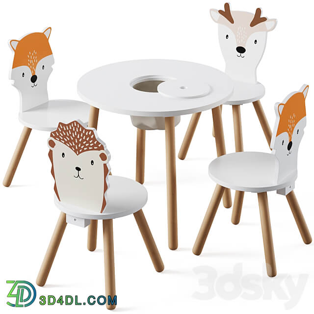 Dandelion Toddler Table Animal Toddler Chair by Great little Table Chair 3D Models