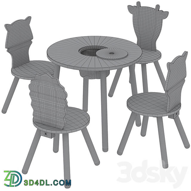 Dandelion Toddler Table Animal Toddler Chair by Great little Table Chair 3D Models