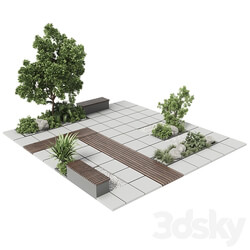 Urban Environment Urban Furniture Green Benches With plants 30 corona Urban environment 3D Models 