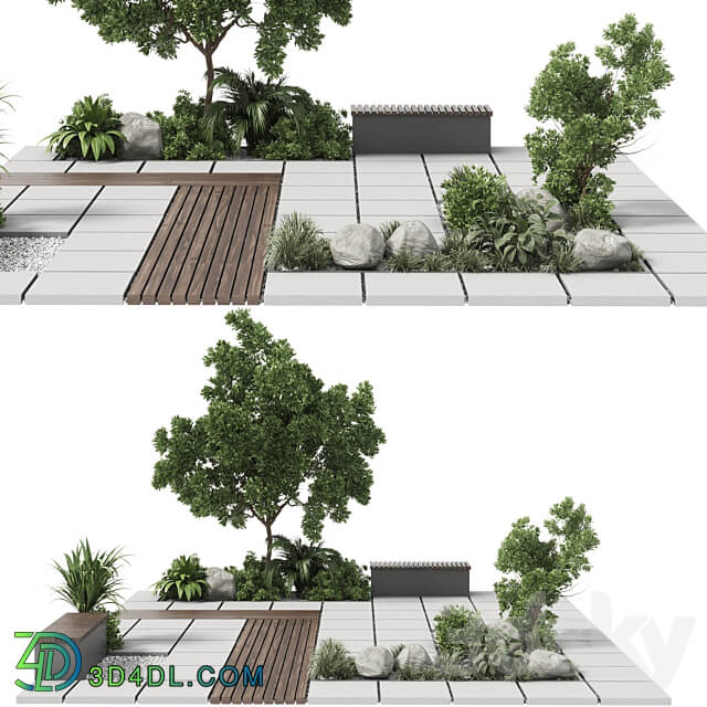 Urban Environment Urban Furniture Green Benches With plants 30 corona Urban environment 3D Models