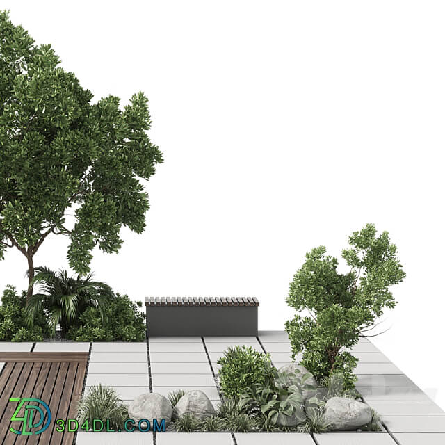 Urban Environment Urban Furniture Green Benches With plants 30 corona Urban environment 3D Models