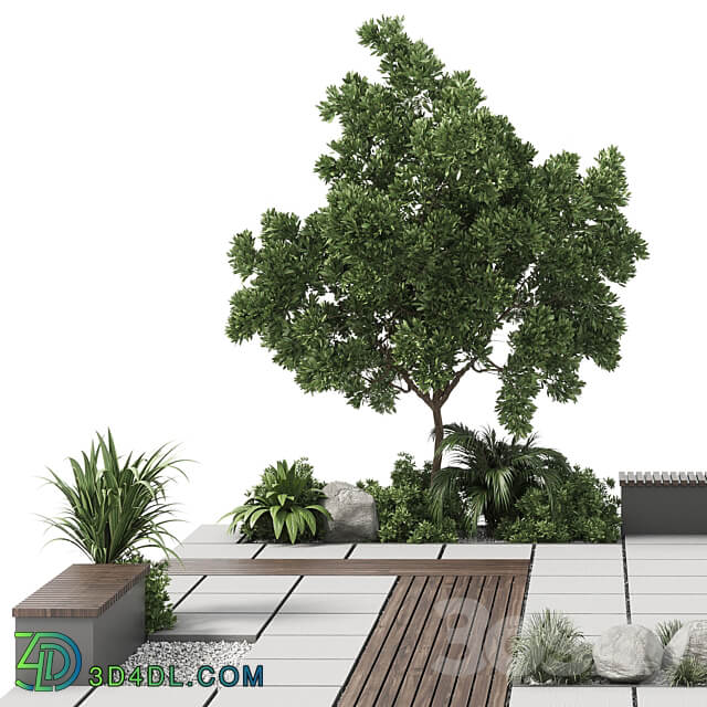 Urban Environment Urban Furniture Green Benches With plants 30 corona Urban environment 3D Models