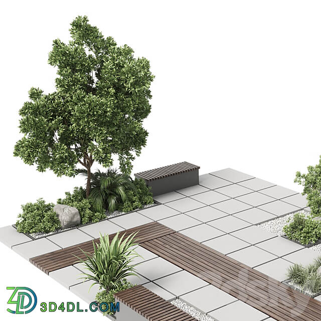 Urban Environment Urban Furniture Green Benches With plants 30 corona Urban environment 3D Models