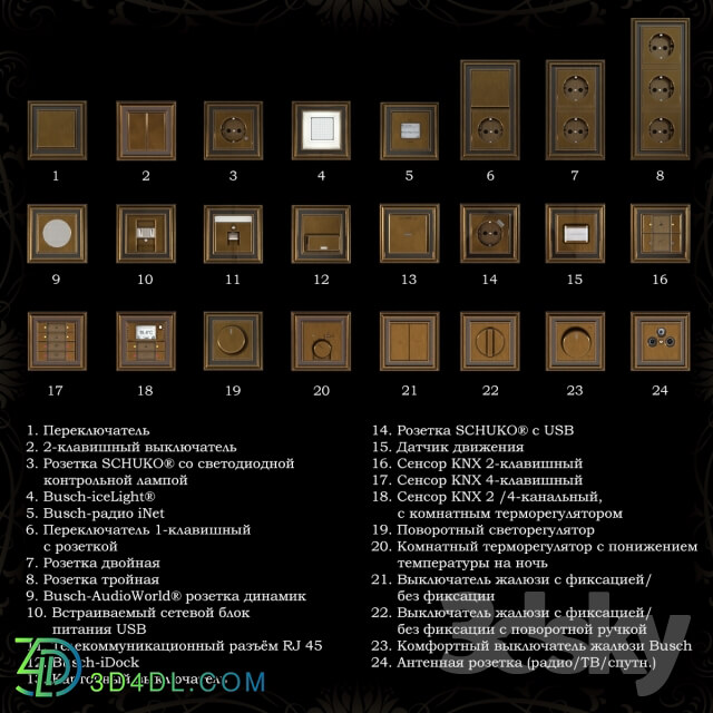 Miscellaneous Outlets and switches Abb Dynasty antique brass