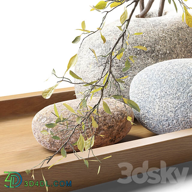 Plum branch in a stone vase 3D Models