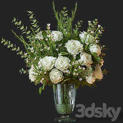 Flower Set 042 white rose wax flower 3D Models 