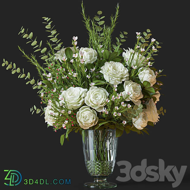 Flower Set 042 white rose wax flower 3D Models