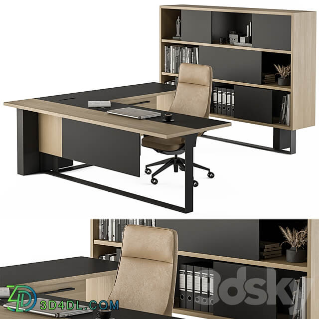 Manager Desk Set Office Furniture 359 3D Models