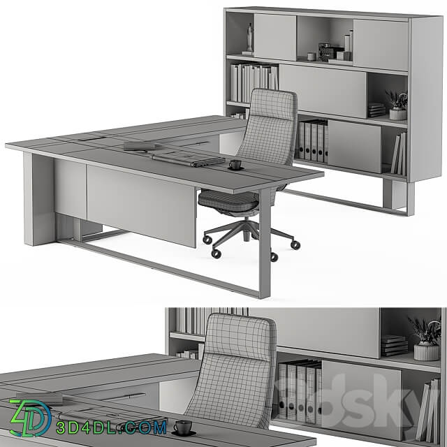 Manager Desk Set Office Furniture 359 3D Models