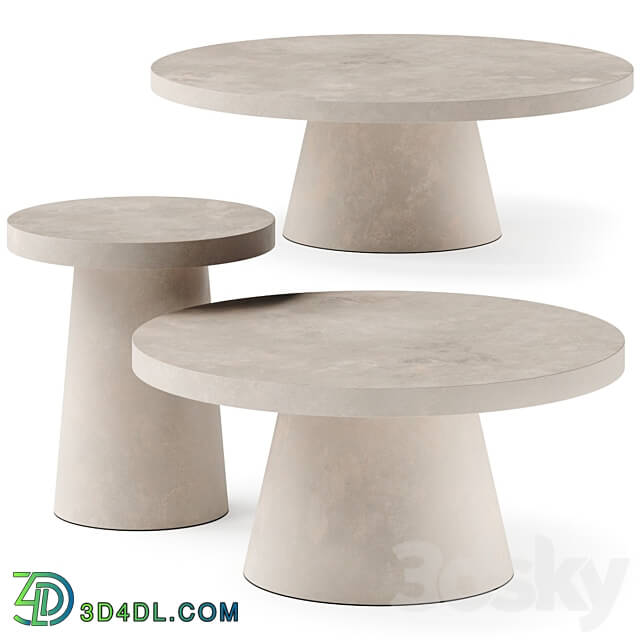 west elm Two Tone Concrete Round Side Coffee Tables 3D Models
