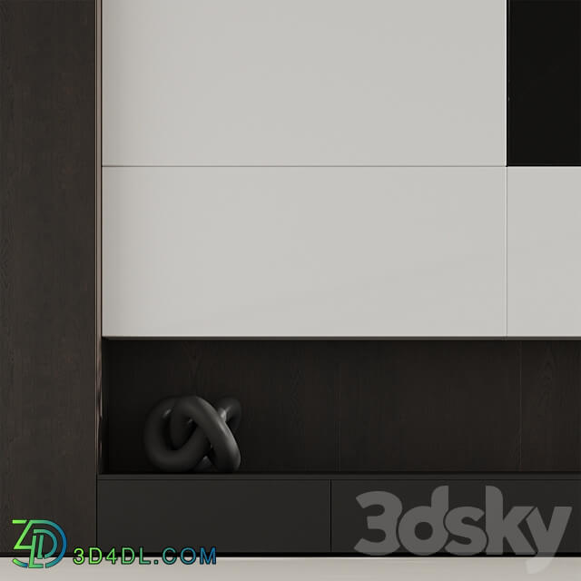 TV wall with fireplace 07 3D Models