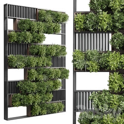 plants set partition in wooden frame Vertical graden wall decor box 35 Fitowall 3D Models 