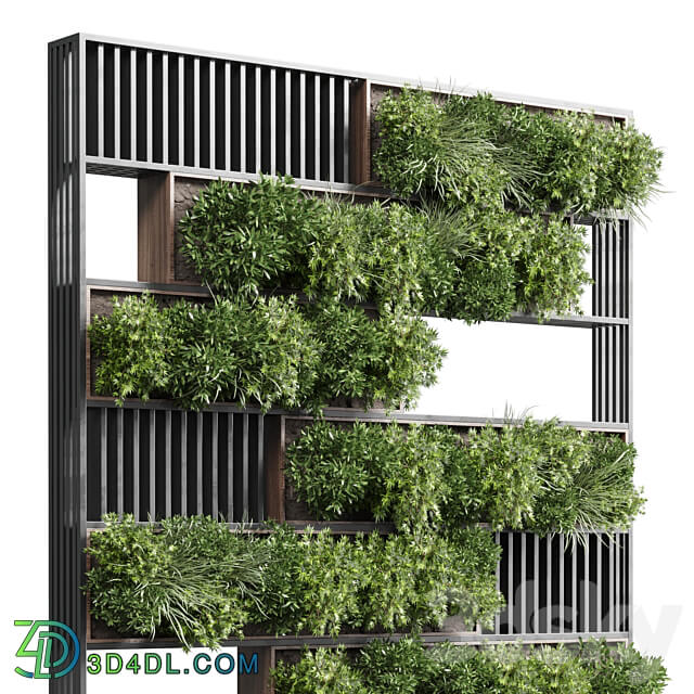 plants set partition in wooden frame Vertical graden wall decor box 35 Fitowall 3D Models