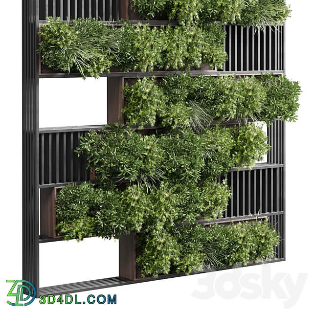 plants set partition in wooden frame Vertical graden wall decor box 35 Fitowall 3D Models