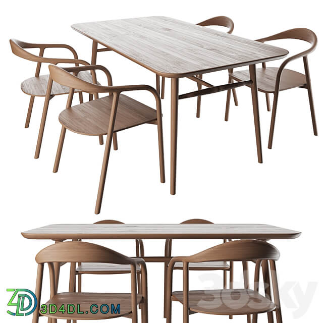 Table Typhoon with chairs Bio Table Chair 3D Models