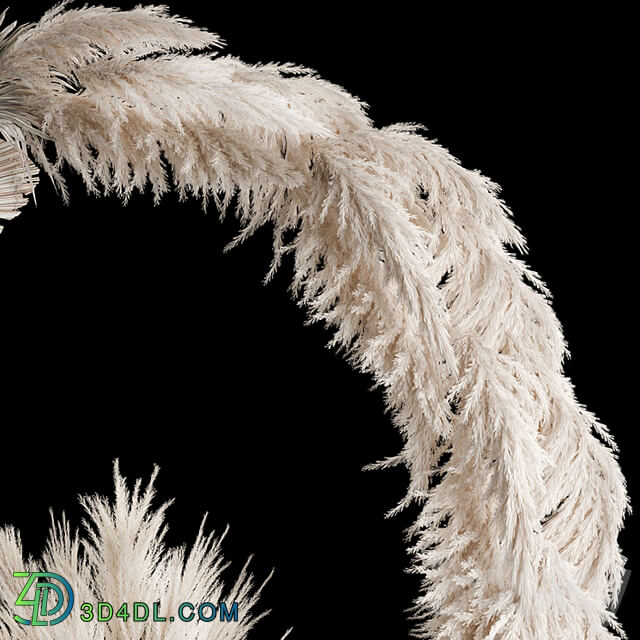 Wedding arch for decoration and decoration of the celebration with a bouquet of white pampas grass and dry reeds with dry palm branches, natural decor