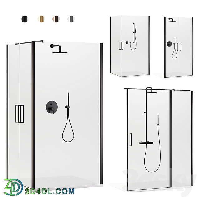 Arblu Icaro shower enclosures Paffoni set 2 shower systems 3D Models