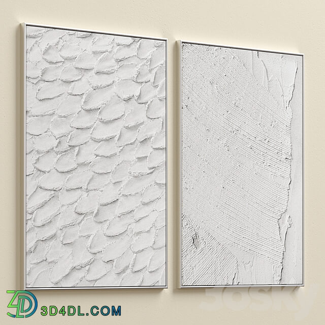 Boho Gray Relief Plaster Wall Art C 677 3D Models