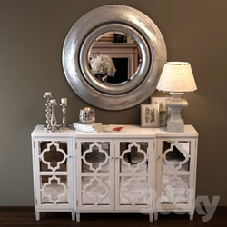 Sideboard Chest of drawer White dresser and mirror 