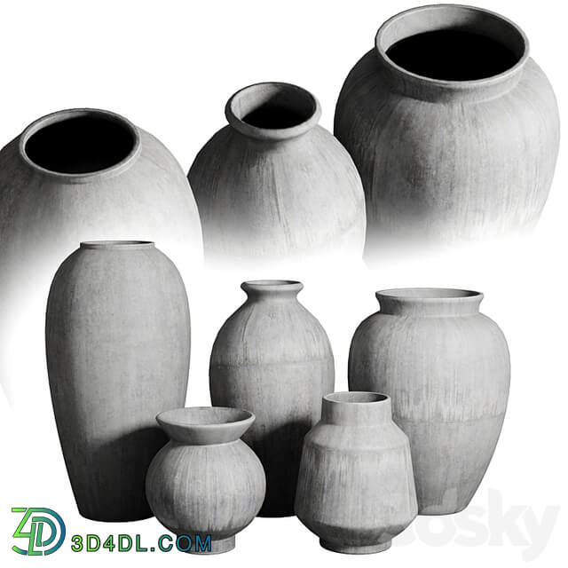 Old vase 3 material marble concrete plaster