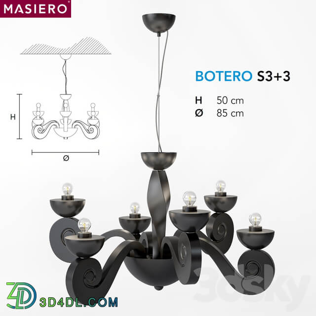 Masiero Botero S3 3 Pendant light 3D Models