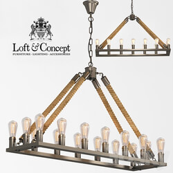 Chandelier Square Large Loft Rope Ligh Pendant light 3D Models 