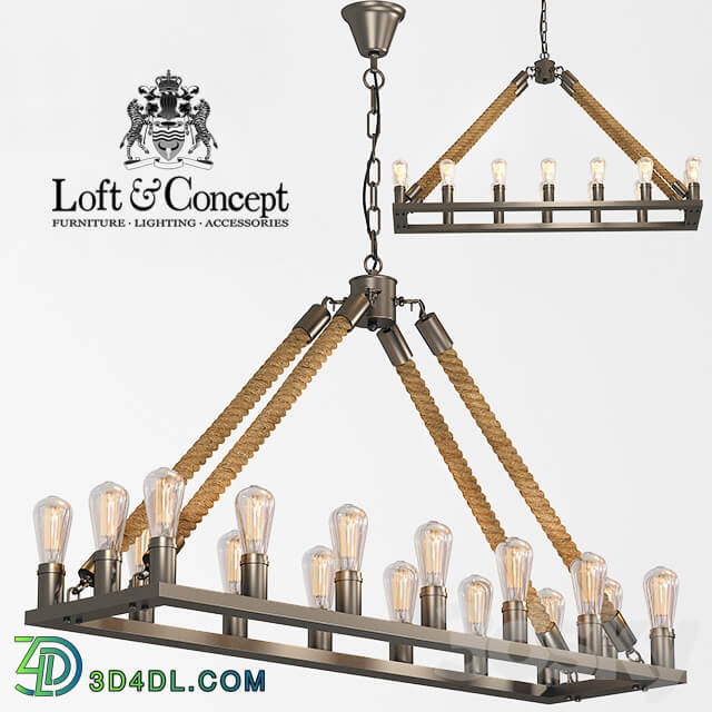 Chandelier Square Large Loft Rope Ligh Pendant light 3D Models