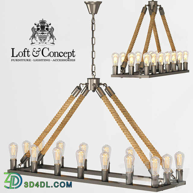 Chandelier Square Large Loft Rope Ligh Pendant light 3D Models