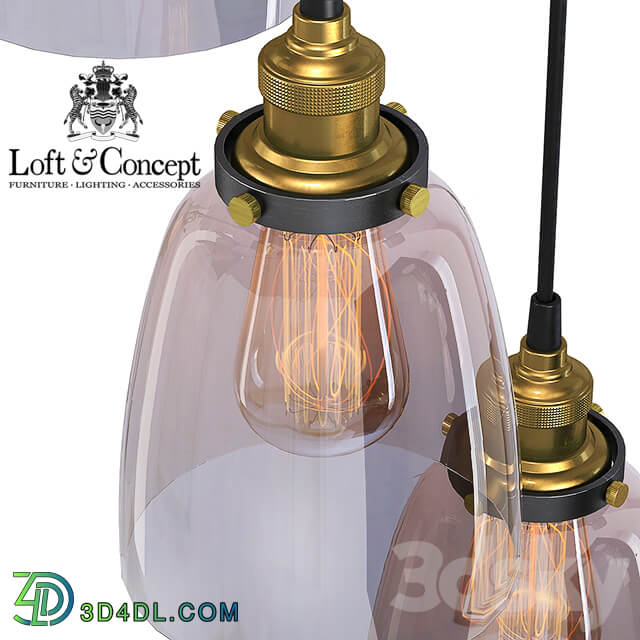 Suspension Loft Clear Glass Cloche 3 Pendant light 3D Models