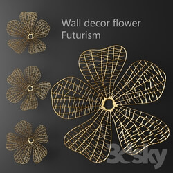 Wall decor flower Futurism luxury golden decor wall metal luxury abstraction flower picture art 3D Models 