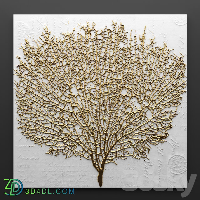 Decor for wall. Panel. 3D coral wall decor picture gold luxury luxury decor marine decor Other decorative objects 3D Models