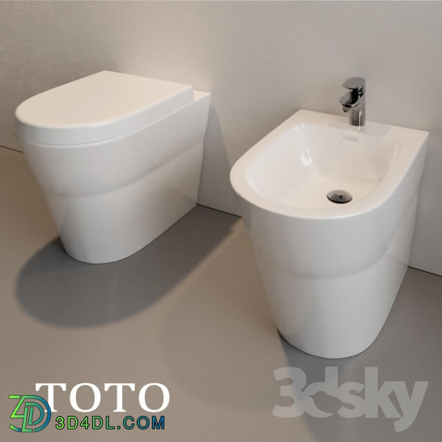 The toilet and bidet TOTO corona vray 