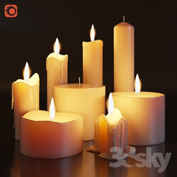 Set of burning candles 