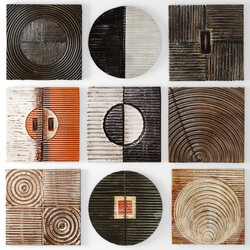 Wood Wall Sculpture by Kipley Meyer picture wooden picture wall decor wood carving abstraction set circle carved wall decor eco design 3D Models 